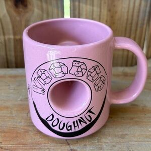 Pink & Black Voodoo Doughut Ceramic Coffee Mug with Hole in Center Size 12oz